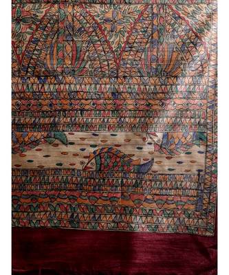 PURE DESHI TASSAR MADHUBANI HANDPAINTED SAREE with blouse 5