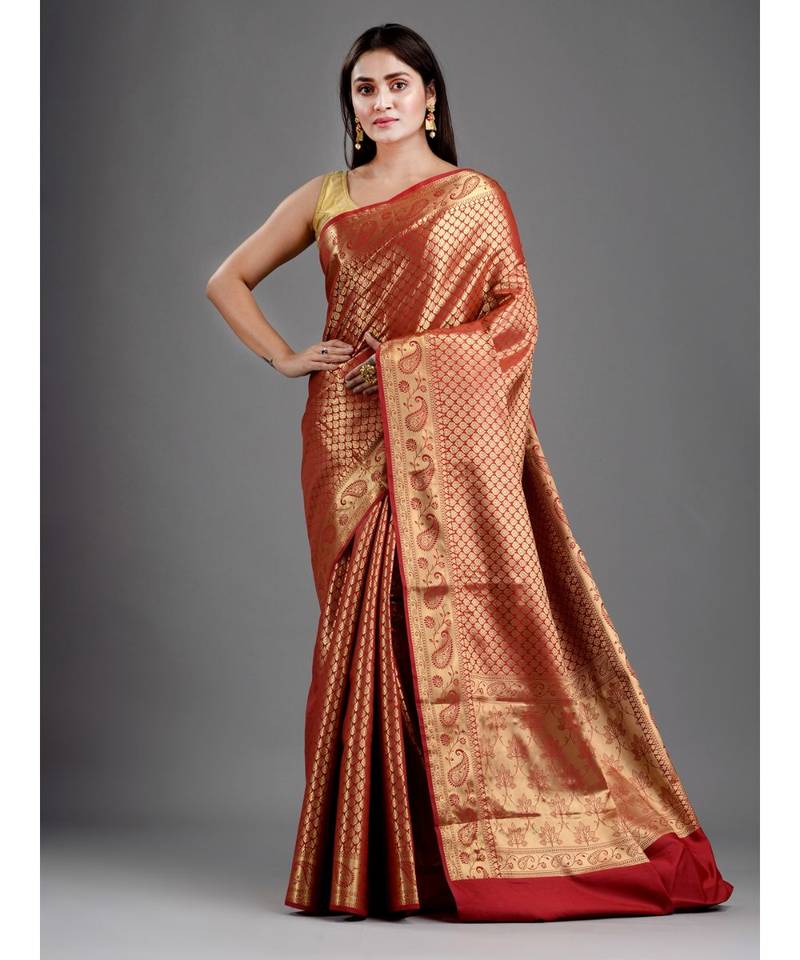 HAND WOVEN OPARA SILK SAREE with blouse WITH JARI