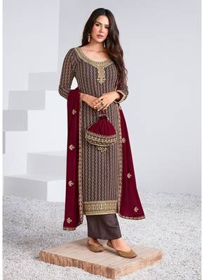 Chocolate embroidered georgette salwar 1