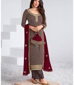 Chocolate embroidered georgette salwar