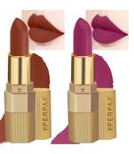 Lipstick Enriched with Vitamin E One Stroke  Combo of 2 (58 Hrs Stay) (Matte Rust Brown Matte Magenta)