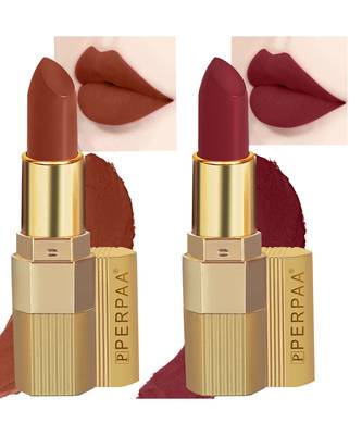Lipstick Enriched with Vitamin E One Stroke  Combo of 2 (58 Hrs Stay) (Matte Rust Brown Matte Maroon) 1
