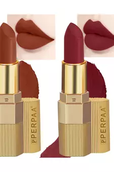 Lipstick Enriched with Vitamin E One Stroke  Combo of 2 (58 Hrs Stay) (Matte Rust Brown Matte Maroon)