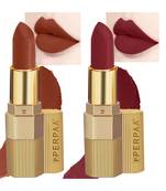 Lipstick Enriched with Vitamin E One Stroke  Combo of 2 (58 Hrs Stay) (Matte Rust Brown Matte Maroon)