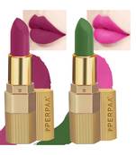Lipstick Enriched with Vitamin E One Stroke  Combo of 2 (58 Hrs Stay) (Matte Magenta  Natural Pink)