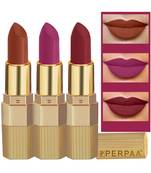 Lipstick Enriched with Vitamin E One Stroke  Combo of 3 (58 Hrs Stay) (Matte Rust Brown Matte Magenta Matte Maroon)