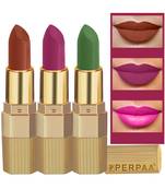 Lipstick Enriched with Vitamin E One Stroke  Combo of 3 (58 Hrs Stay) (Matte Rust Brown Matte Magenta Natural Pink)