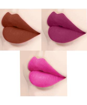 Lipstick Enriched with Vitamin E One Stroke  Combo of 3 (58 Hrs Stay) (Matte Rust Brown Matte Magenta Natural Pink) 2