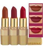 Lipstick Enriched with Vitamin E One Stroke  Combo of 3 (58 Hrs Stay) (Matte Rust Brown Matte Apple Red Matte Maroon)