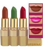Lipstick Enriched with Vitamin E One Stroke  Combo of 3 (58 Hrs Stay) (Matte Rust Brown Matte Apple Red Natural Pink)