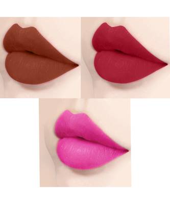 Lipstick Enriched with Vitamin E One Stroke  Combo of 3 (58 Hrs Stay) (Matte Rust Brown Matte Apple Red Natural Pink) 2