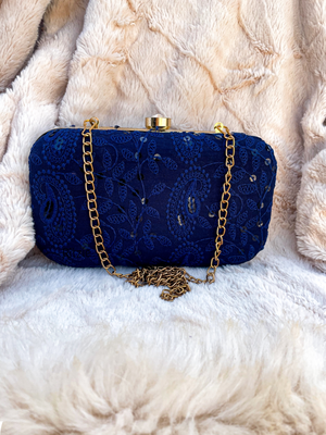 Ritzie Chicken Kari Embroidery Box Clutch For Women Maroon 2