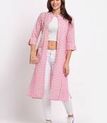 Pink printed cotton long-tops