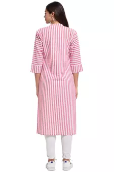 Pink printed cotton long-tops