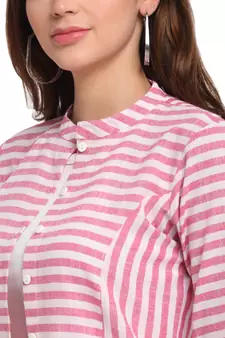 Pink printed cotton long-tops