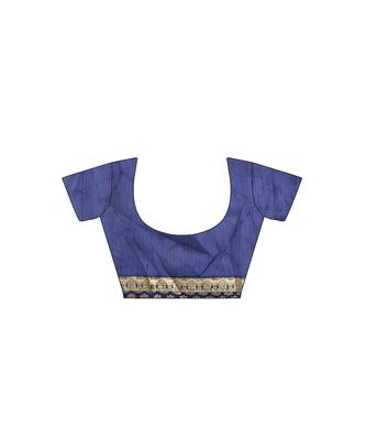Purple embroidered silk blend saree with blouse 4