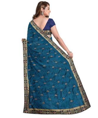 Morpeach embroidered silk blend saree with blouse 2