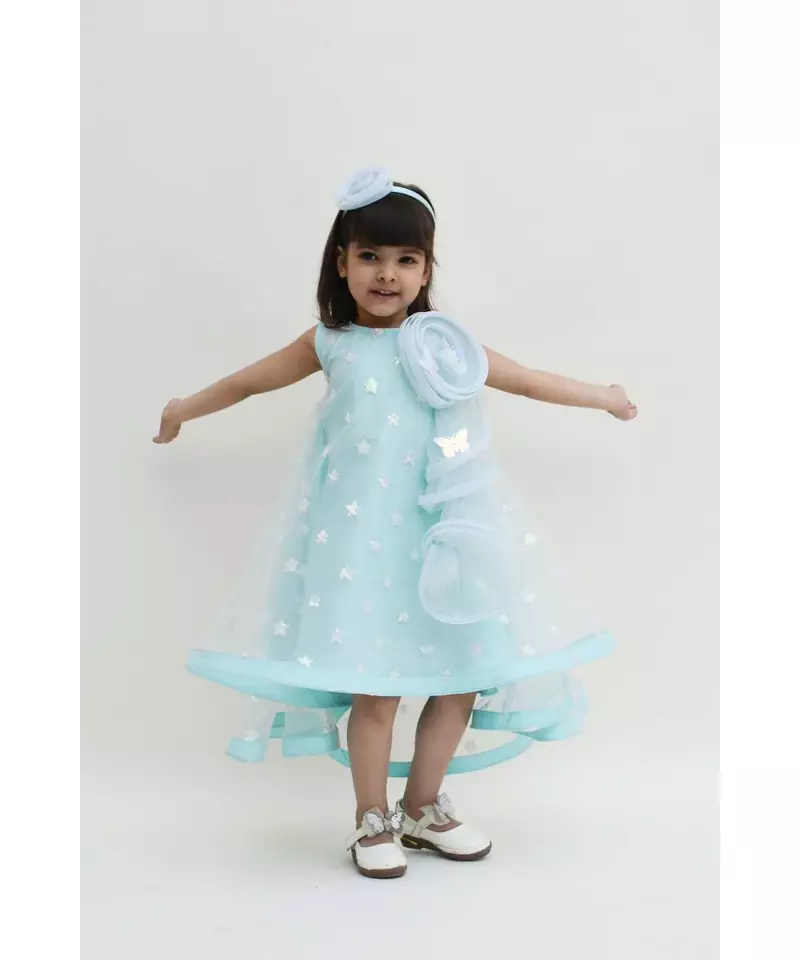Blue Star Net High Low Dress