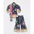 Blue Velvet Printed Kurti Sharara Set