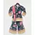 Blue Velvet Printed Kurti Sharara Set