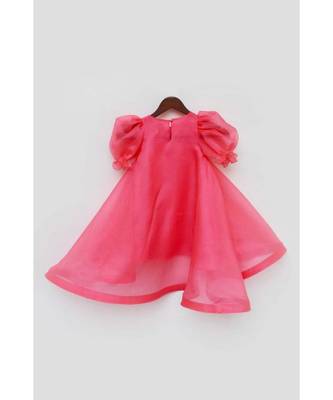 Blue Organza And Pink Printed Dress 4