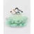 Off white and Green Net Flair High Low Dress