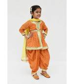 pink Print Dhoti Peplum with Yellow Dupatta