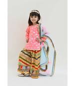 Pink Silk Kurti with Embroidery Sharara and Organza Dupatta