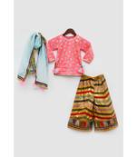 Pink Silk Kurti with Embroidery Sharara and Organza Dupatta