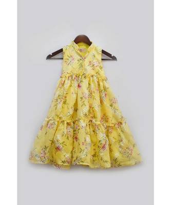 Blue Velvet Crop Top With Yellow Embroidery Lehenga 1