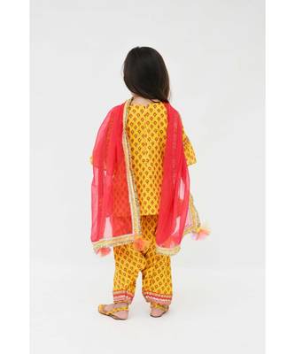 Yellow Printed Organza Lehenga Choli And Dupatta 3