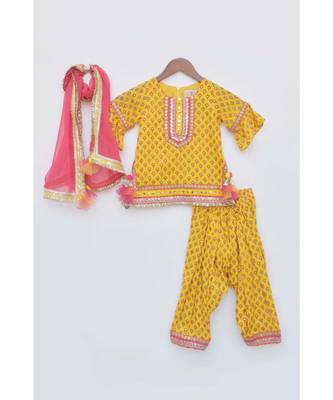 Yellow Printed Organza Lehenga Choli And Dupatta 1