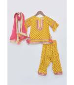 Yellow Printed Organza Lehenga Choli And Dupatta