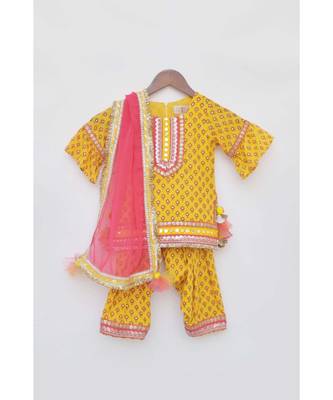 Yellow Printed Organza Lehenga Choli And Dupatta 4