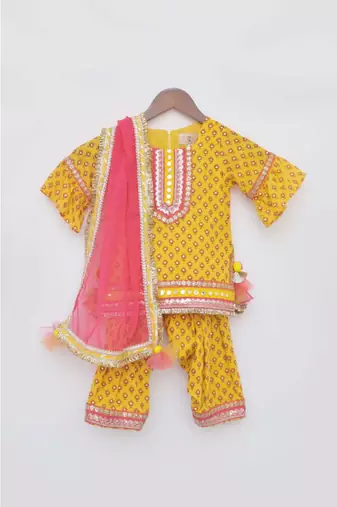 Yellow Printed Organza Lehenga Choli And Dupatta