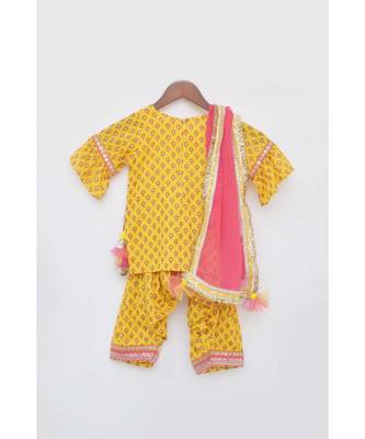 Yellow Printed Organza Lehenga Choli And Dupatta 5