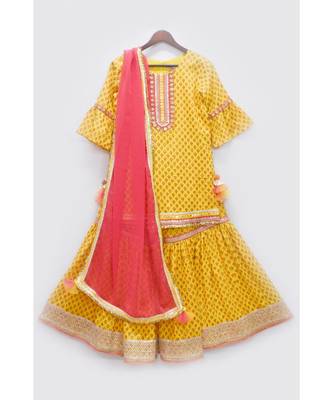 Red Printed Kurti Sharara 1