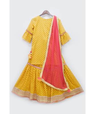 Red Printed Kurti Sharara 2