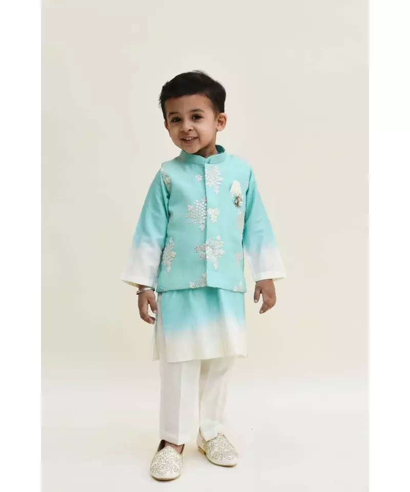Acqua Embroidery Jacket with Shaded Kurta and Pant set