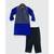 Blue and Black Embroidery Ajkan with Black Pant Set