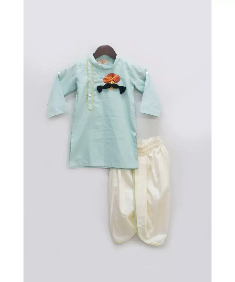 Blue Kurta and Off white Dhoti