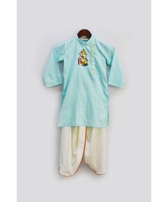 Blue Kurta With Off White Pant 1