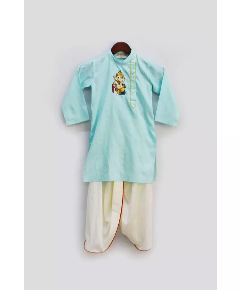 Blue Kurta with Offwhite Dhoti