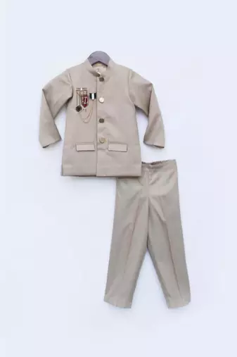 Nevy Blue Self Kurta And Jacket With Salwar