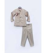 Nevy Blue Self Kurta And Jacket With Salwar