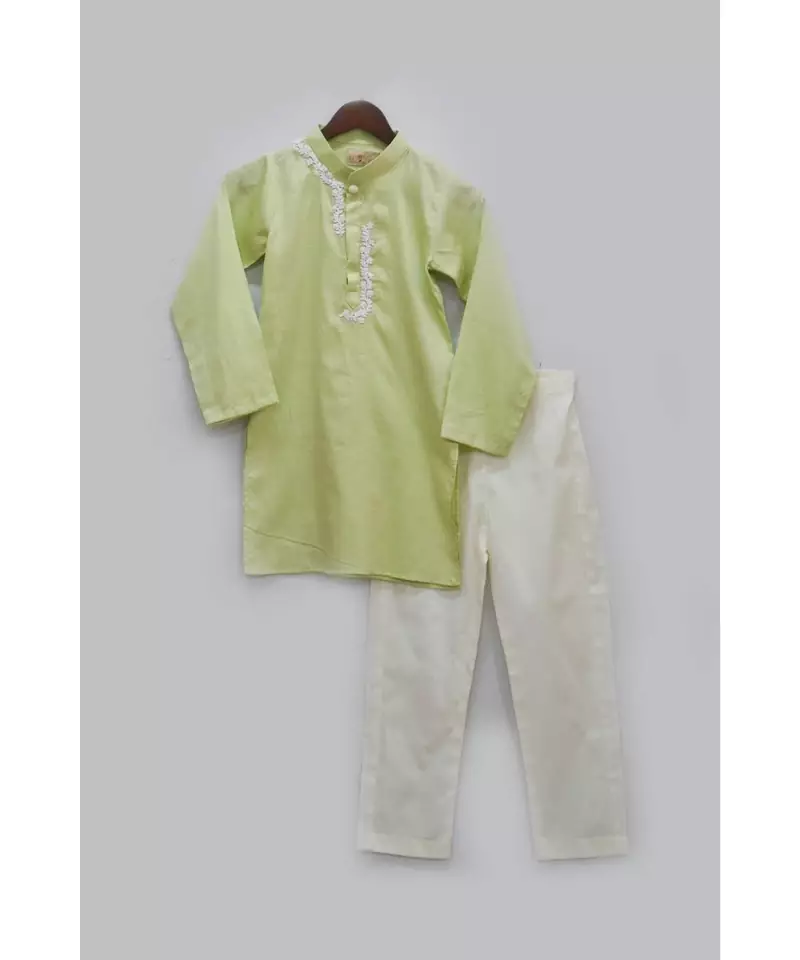 Green Kurta with Dori Work Embroidery and Pant