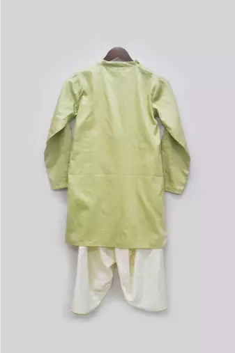 Yellow Organza Jacket With Kurta And Pant