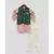 Green printed Jacket with pink Kurta and Pant