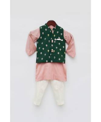 Wine Mirror Work Jacket With Kurta Pant 2