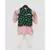 Green printed Jacket with pink Kurta and Pant